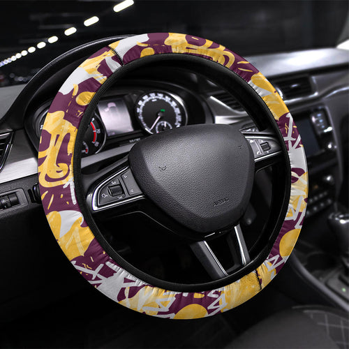 Brisbane Broncos Rugby Steering Wheel Cover Graffiti Typography Urban Camo Abstract Street Style