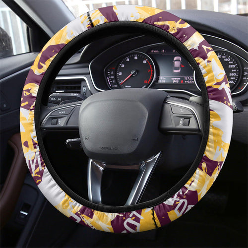 Brisbane Broncos Rugby Steering Wheel Cover Graffiti Typography Urban Camo Abstract Street Style