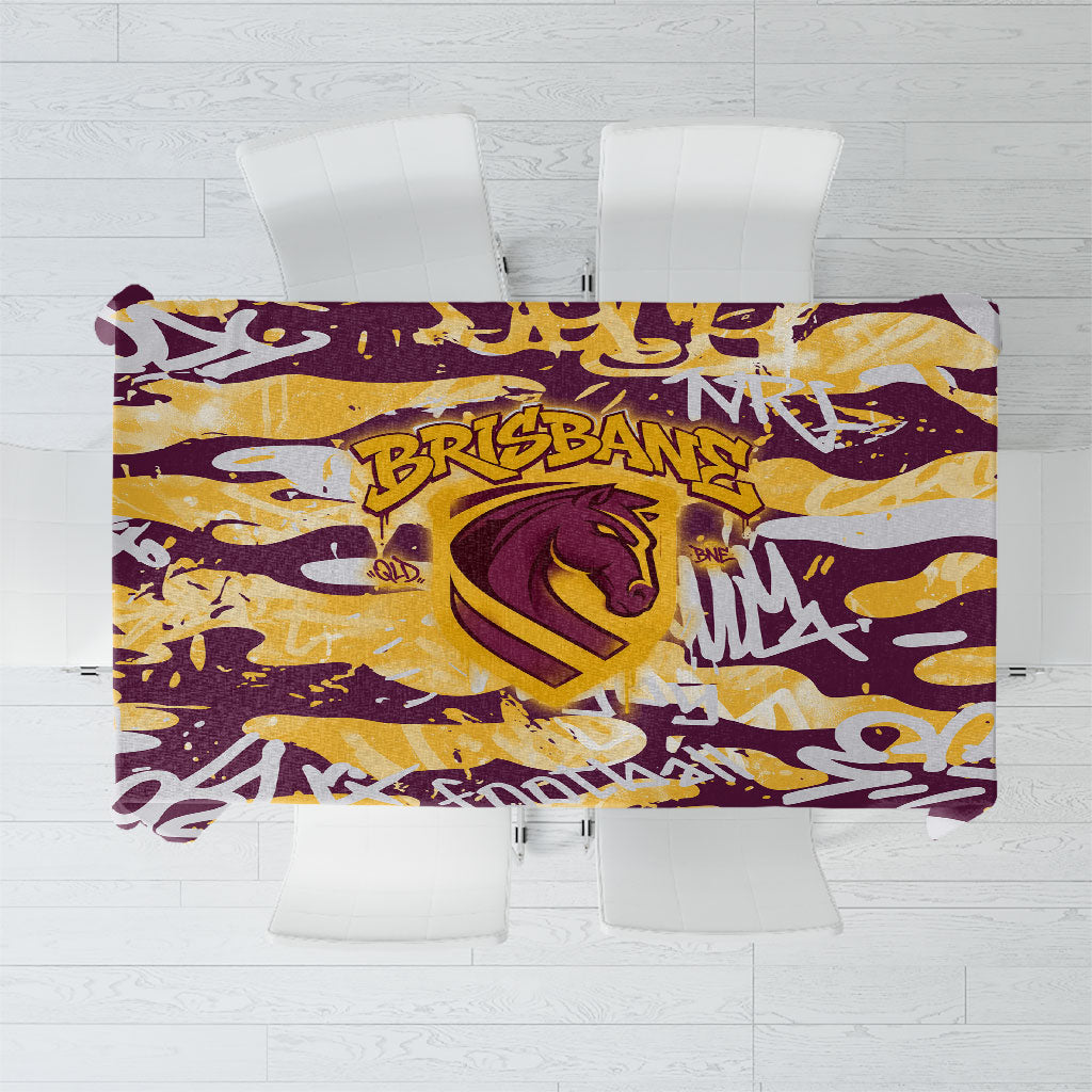 Brisbane Broncos Rugby Tablecloth Graffiti Typography Urban Camo Abstract Street Style