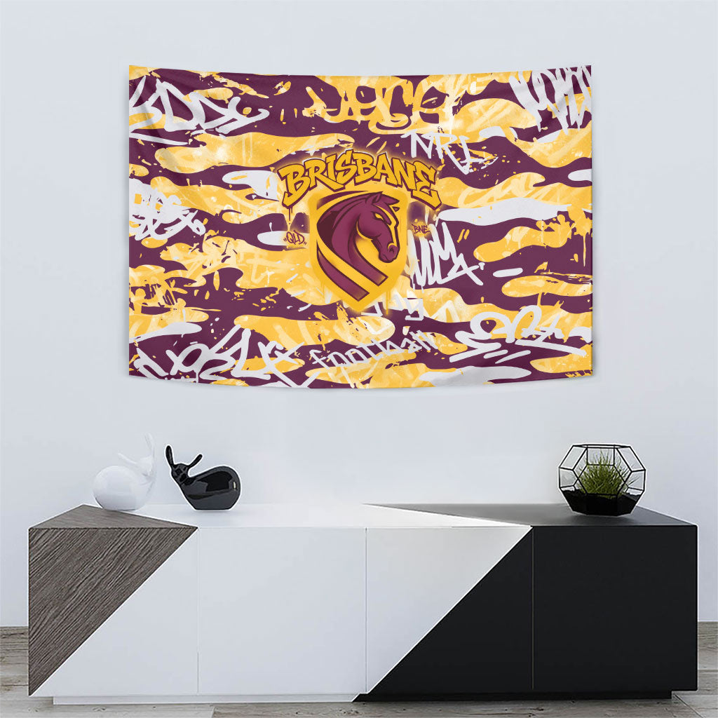 Brisbane Broncos Rugby Tapestry Graffiti Typography Urban Camo Abstract Street Style