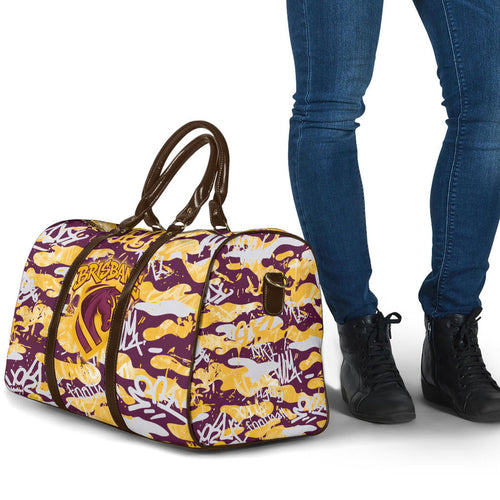 Brisbane Broncos Rugby Travel Bag Graffiti Typography Urban Camo Abstract Street Style