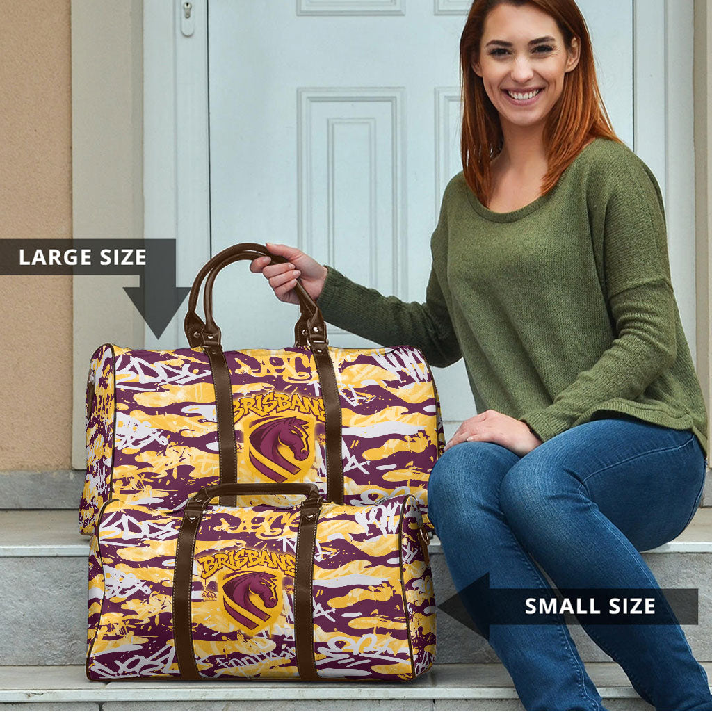 Brisbane Broncos Rugby Travel Bag Graffiti Typography Urban Camo Abstract Street Style