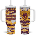 Brisbane Broncos Rugby Tumbler With Handle Graffiti Typography Urban Camo Abstract Street Style