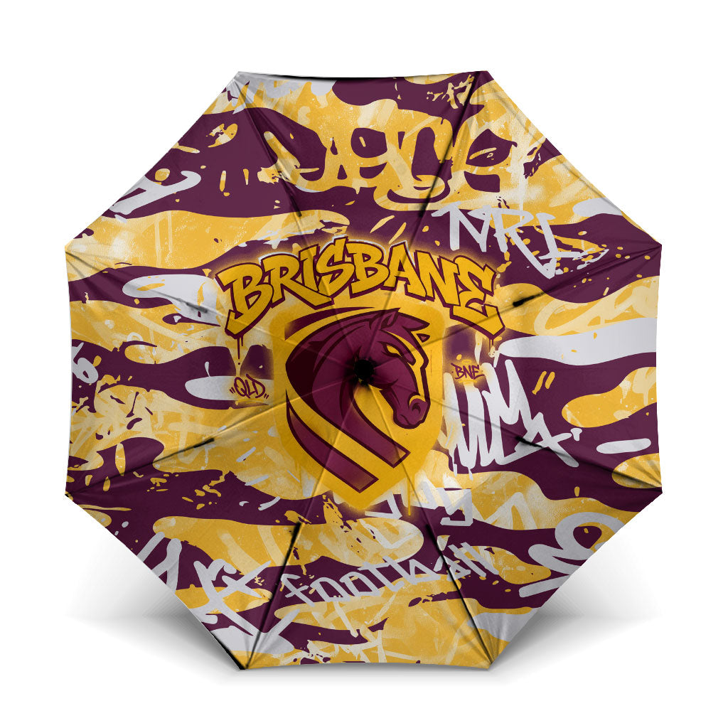 Brisbane Broncos Rugby Umbrella Graffiti Typography Urban Camo Abstract Street Style