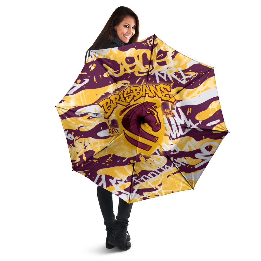 Brisbane Broncos Rugby Umbrella Graffiti Typography Urban Camo Abstract Street Style