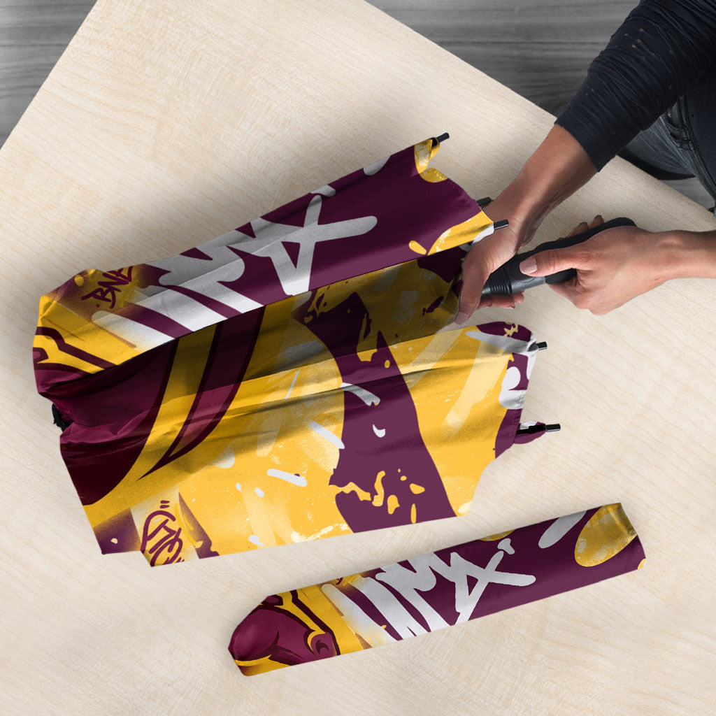 Brisbane Broncos Rugby Umbrella Graffiti Typography Urban Camo Abstract Street Style