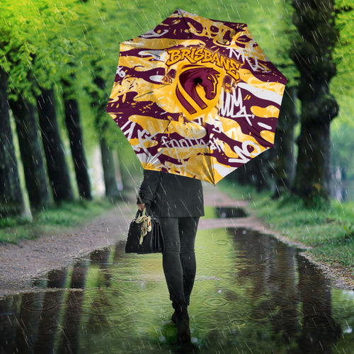 Brisbane Broncos Rugby Umbrella Graffiti Typography Urban Camo Abstract Street Style