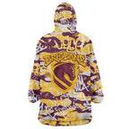 Brisbane Broncos Rugby Wearable Blanket Hoodie Graffiti Typography Urban Camo Abstract Street Style