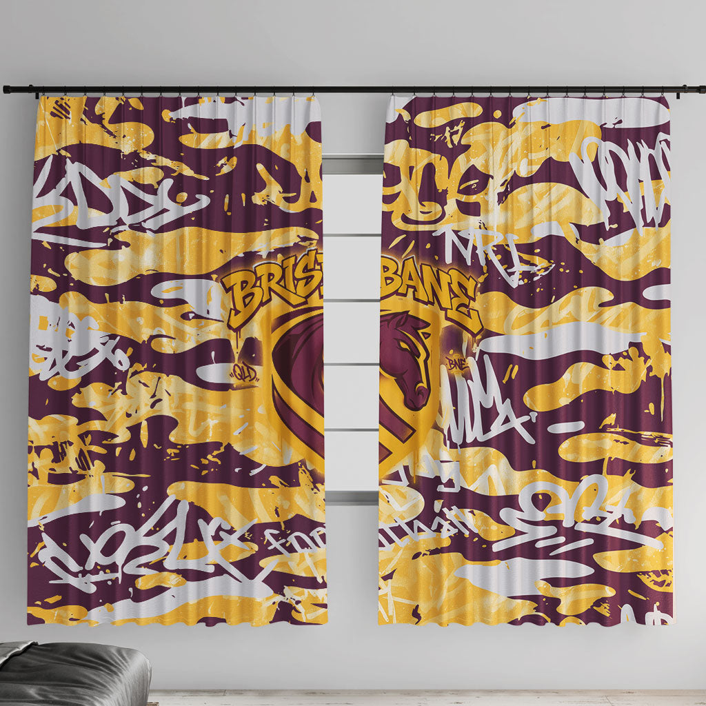 Brisbane Broncos Rugby Window Curtain Graffiti Typography Urban Camo Abstract Street Style