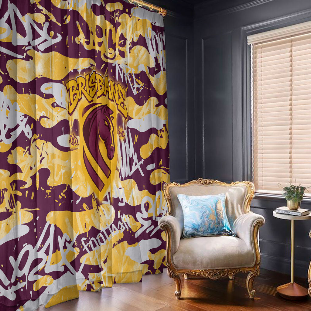 Brisbane Broncos Rugby Window Curtain Graffiti Typography Urban Camo Abstract Street Style