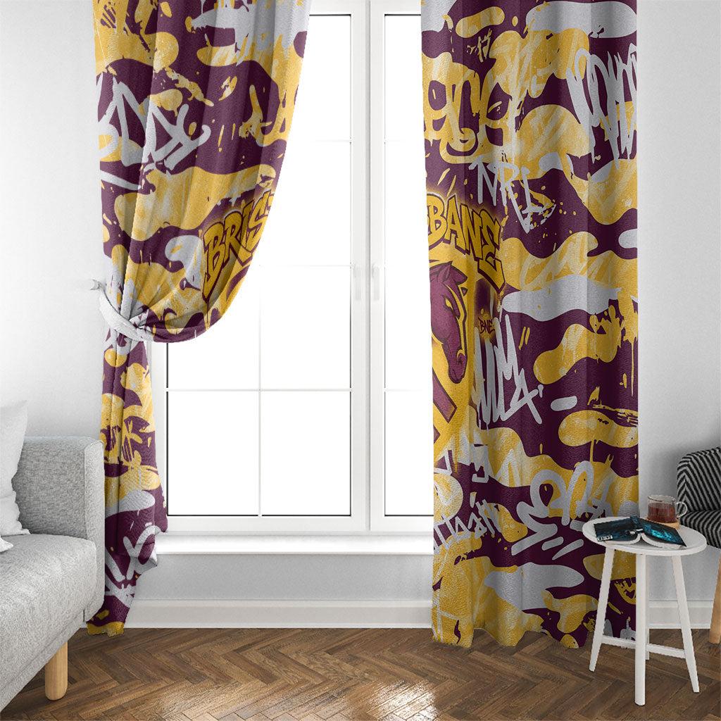 Brisbane Broncos Rugby Window Curtain Graffiti Typography Urban Camo Abstract Street Style