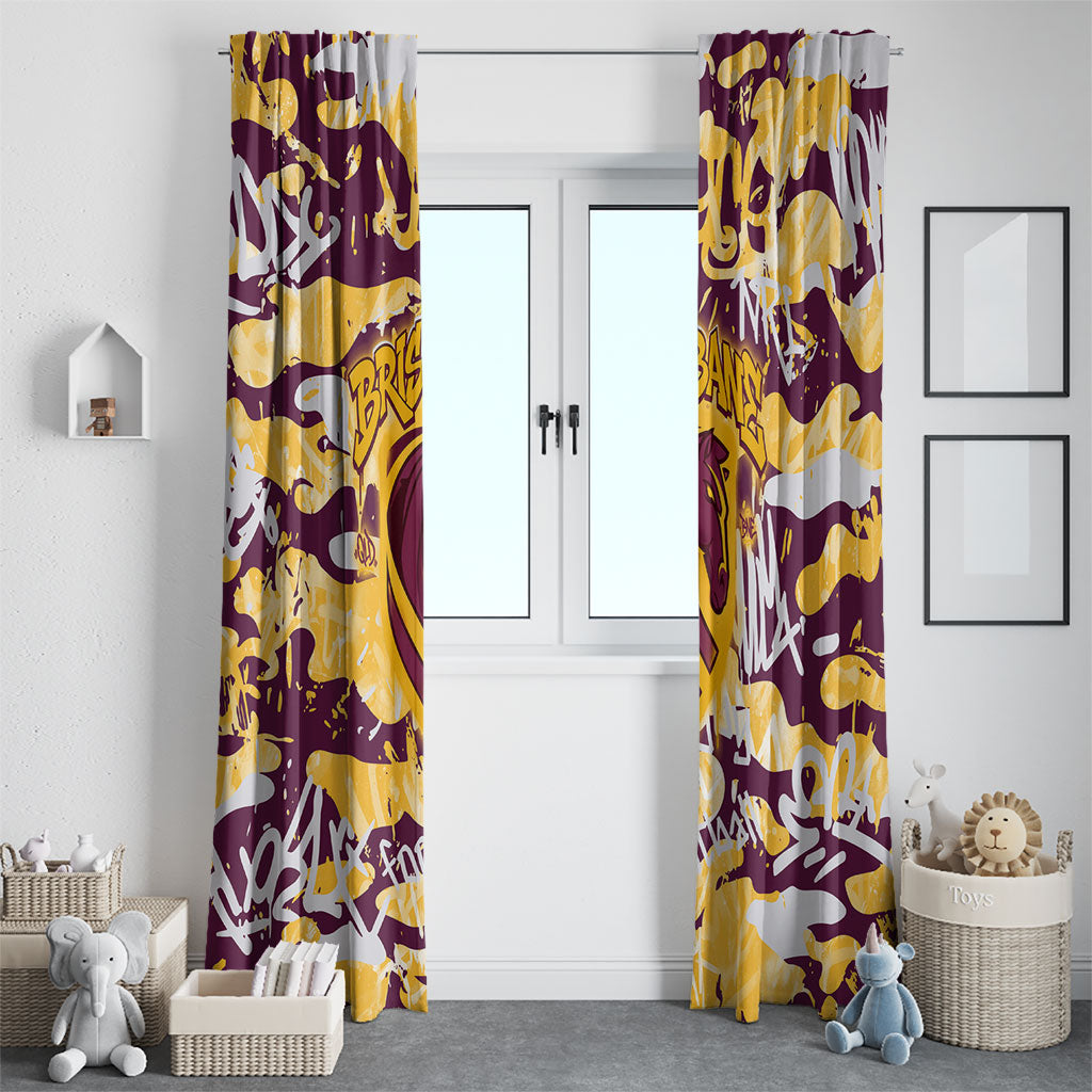 Brisbane Broncos Rugby Window Curtain Graffiti Typography Urban Camo Abstract Street Style