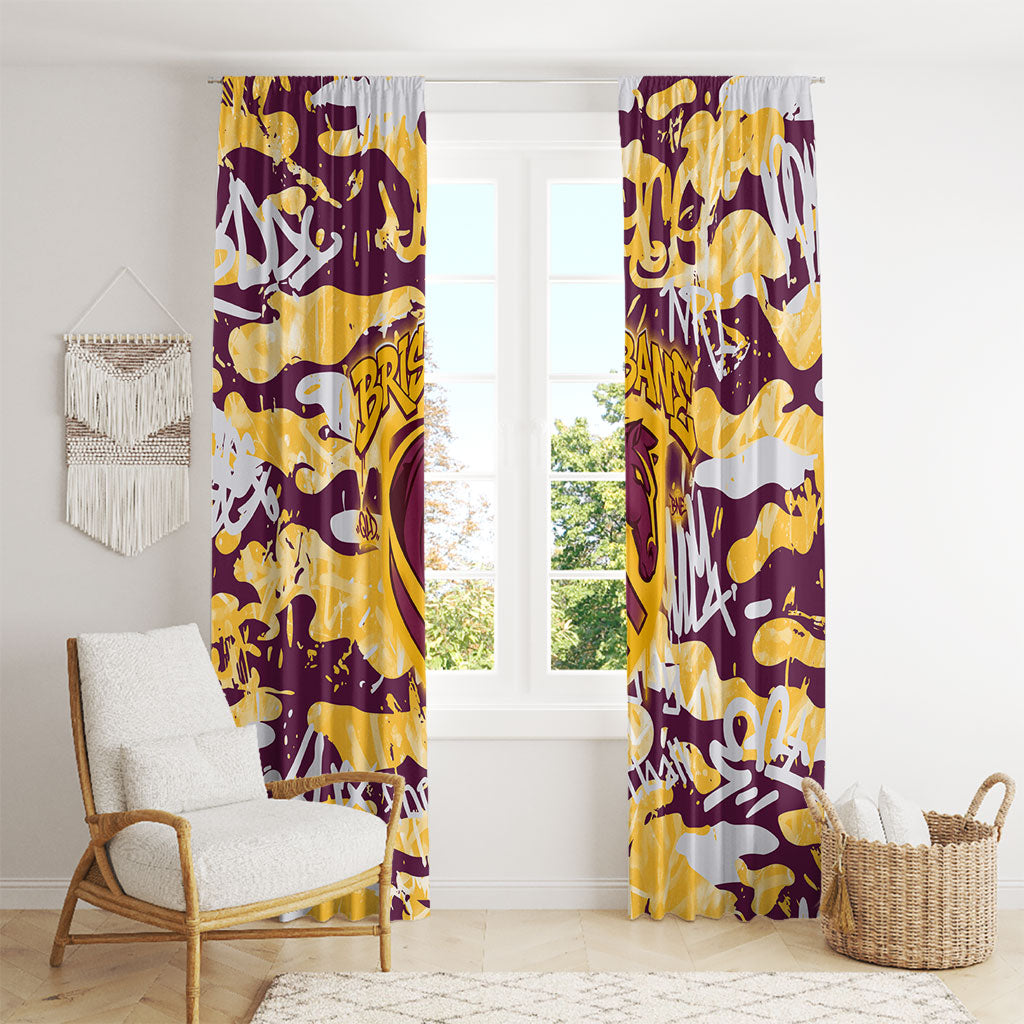 Brisbane Broncos Rugby Window Curtain Graffiti Typography Urban Camo Abstract Street Style