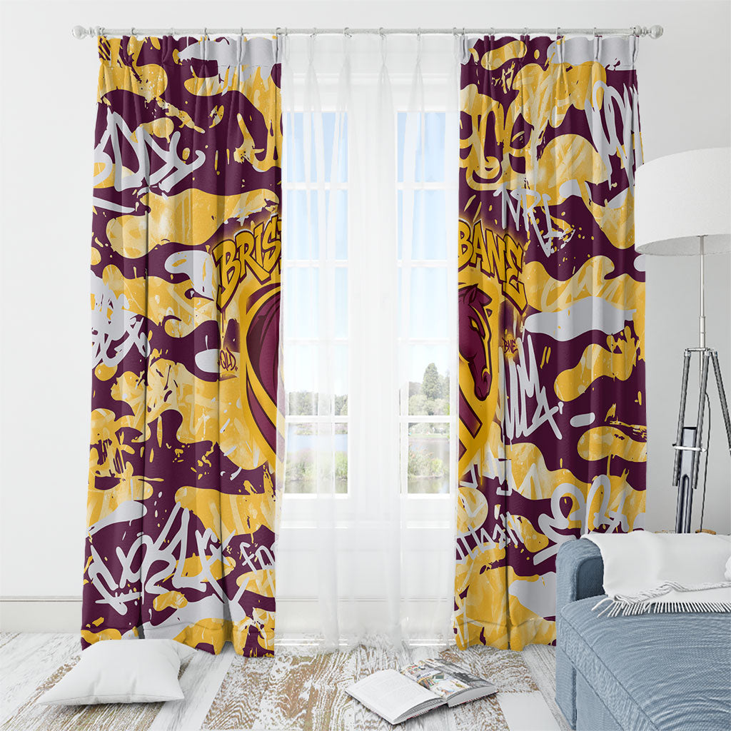 Brisbane Broncos Rugby Window Curtain Graffiti Typography Urban Camo Abstract Street Style