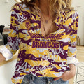 Brisbane Broncos Rugby Women Casual Shirt Graffiti Typography Urban Camo Abstract Street Style