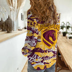 Brisbane Broncos Rugby Women Casual Shirt Graffiti Typography Urban Camo Abstract Street Style