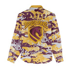 Brisbane Broncos Rugby Women Casual Shirt Graffiti Typography Urban Camo Abstract Street Style