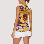 Brisbane Broncos Rugby Women Sleeveless Polo Shirt Graffiti Typography Urban Camo Abstract Street Style