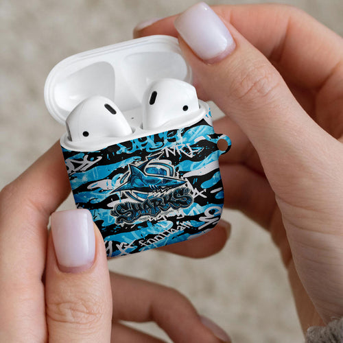 Cronulla-Sutherland Sharks Rugby AirPods Case Graffiti Typography Urban Camo Abstract Street Style
