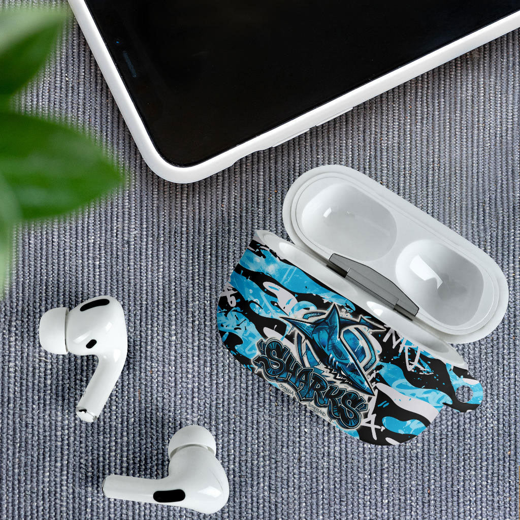 Cronulla-Sutherland Sharks Rugby AirPods Case Graffiti Typography Urban Camo Abstract Street Style