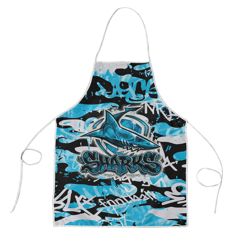 Cronulla-Sutherland Sharks Rugby Apron Graffiti Typography Urban Camo Abstract Street Style