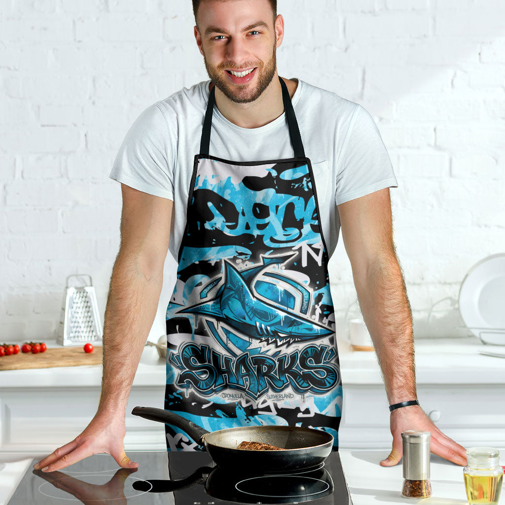 Cronulla-Sutherland Sharks Rugby Apron Graffiti Typography Urban Camo Abstract Street Style