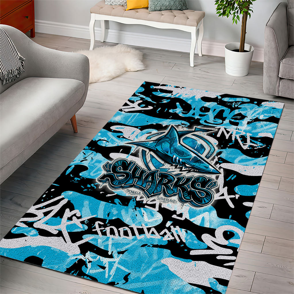 Cronulla-Sutherland Sharks Rugby Area Rug Graffiti Typography Urban Camo Abstract Street Style