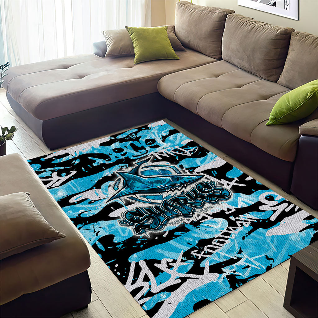 Cronulla-Sutherland Sharks Rugby Area Rug Graffiti Typography Urban Camo Abstract Street Style