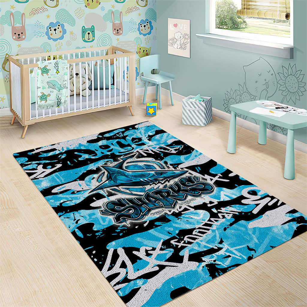 Cronulla-Sutherland Sharks Rugby Area Rug Graffiti Typography Urban Camo Abstract Street Style