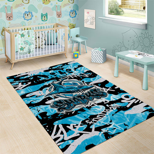 Cronulla-Sutherland Sharks Rugby Area Rug Graffiti Typography Urban Camo Abstract Street Style