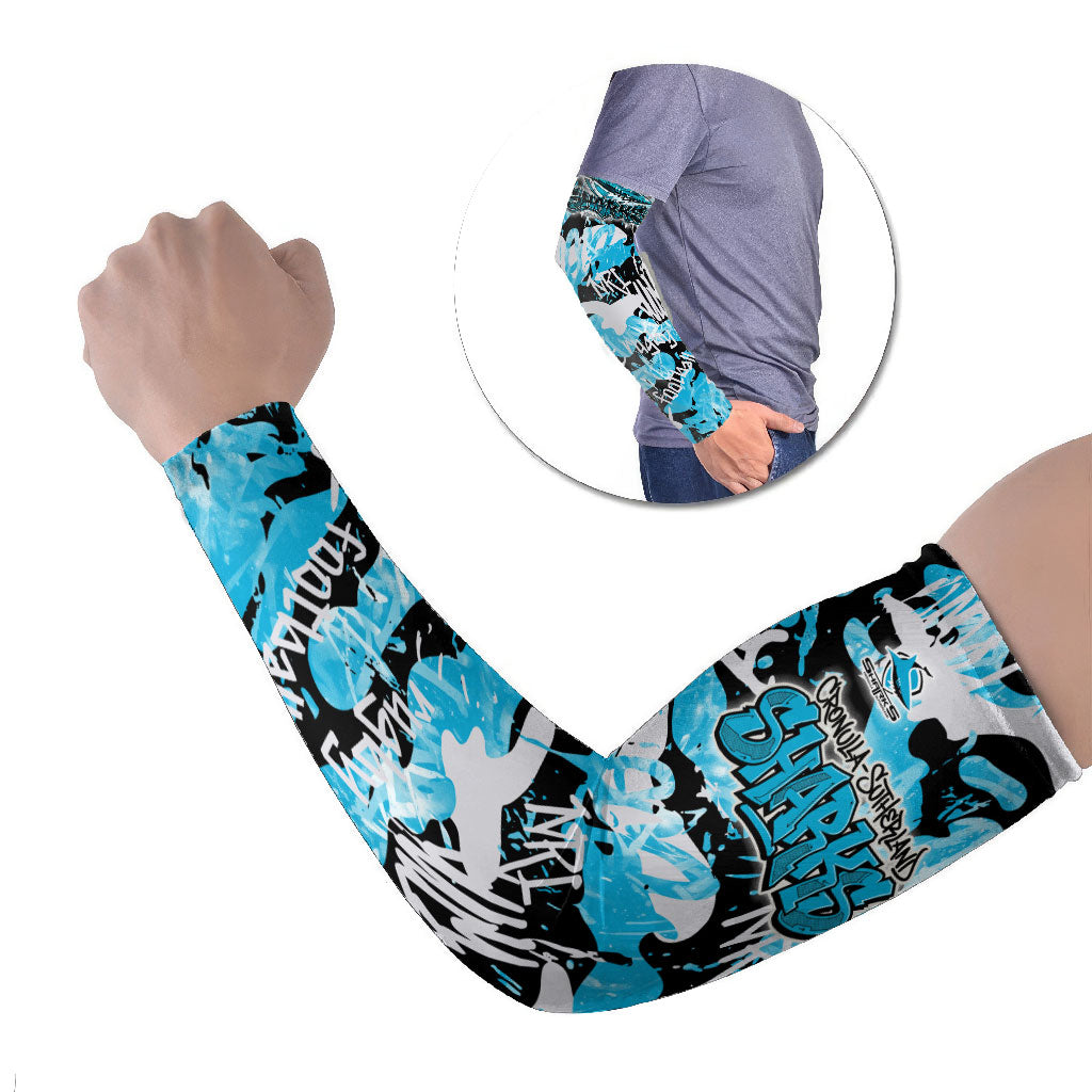 Cronulla-Sutherland Sharks Rugby Arm Sleeves Graffiti Typography Urban Camo Abstract Street Style