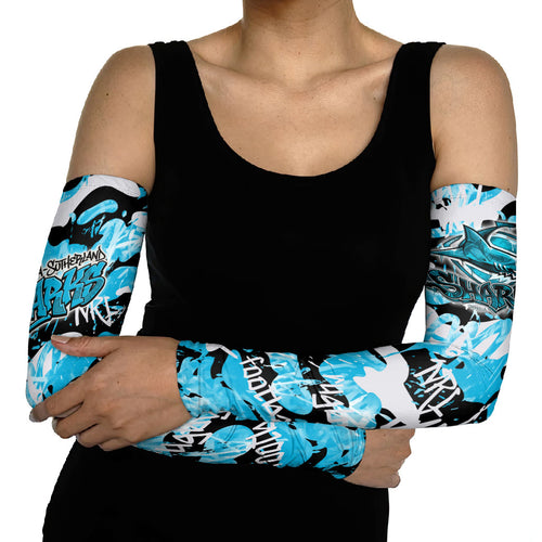Cronulla-Sutherland Sharks Rugby Arm Sleeves Graffiti Typography Urban Camo Abstract Street Style