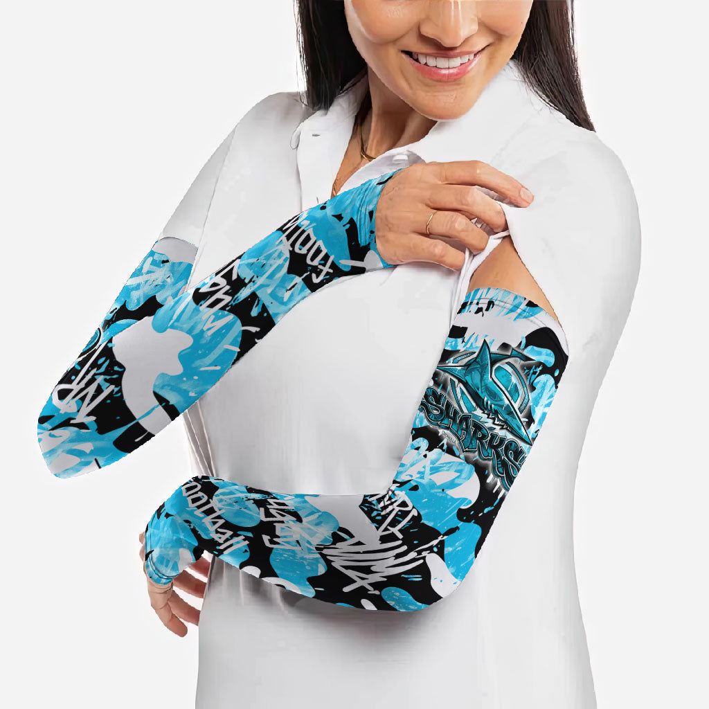 Cronulla-Sutherland Sharks Rugby Arm Sleeves Graffiti Typography Urban Camo Abstract Street Style