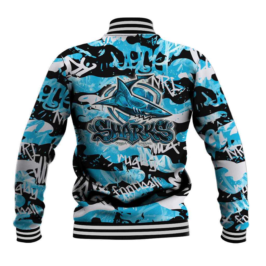 Cronulla-Sutherland Sharks Rugby Baseball Jacket Graffiti Typography Urban Camo Abstract Street Style