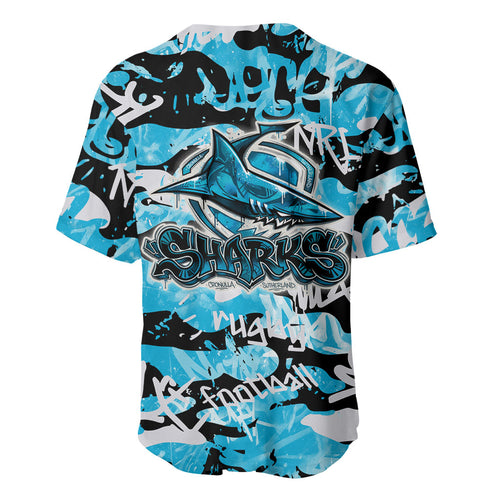 Cronulla-Sutherland Sharks Rugby Baseball Jersey Graffiti Typography Urban Camo Abstract Street Style