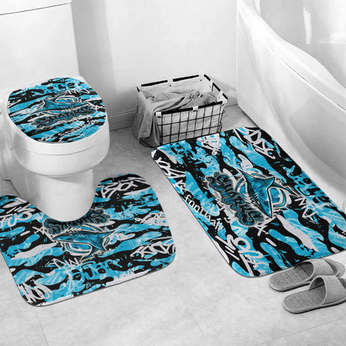 Cronulla-Sutherland Sharks Rugby Bathroom Set Graffiti Typography Urban Camo Abstract Street Style