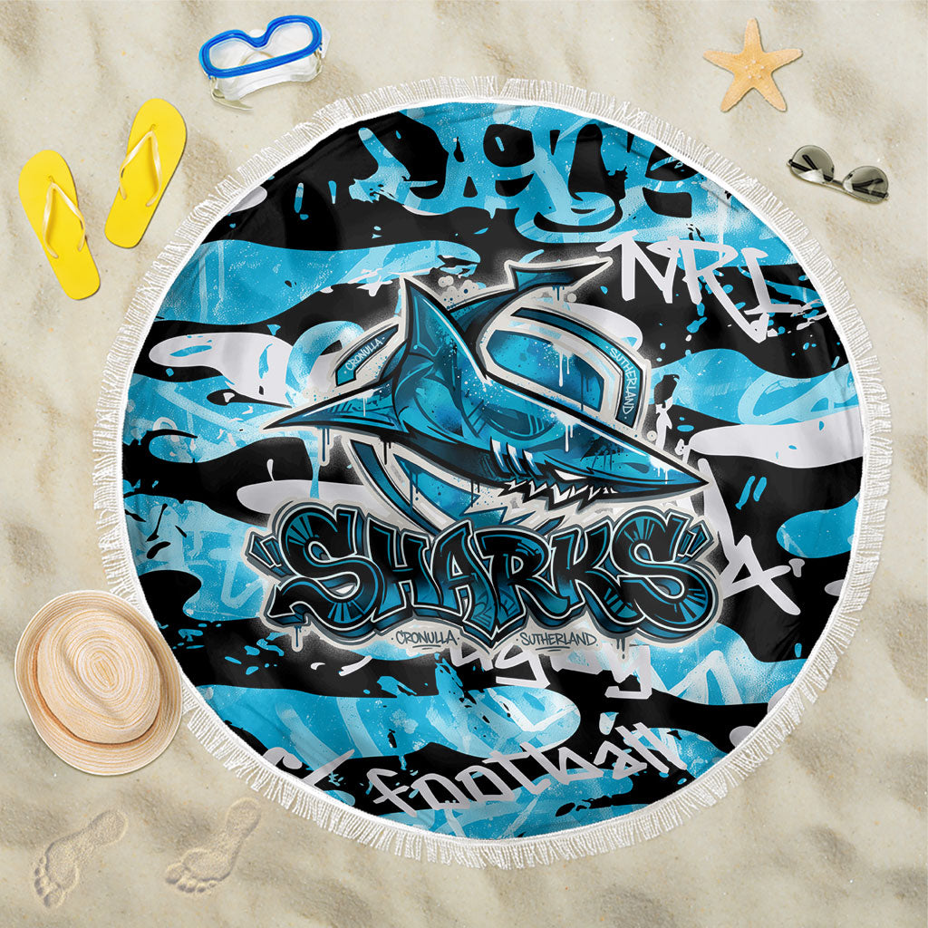 Cronulla-Sutherland Sharks Rugby Beach Blanket Graffiti Typography Urban Camo Abstract Street Style