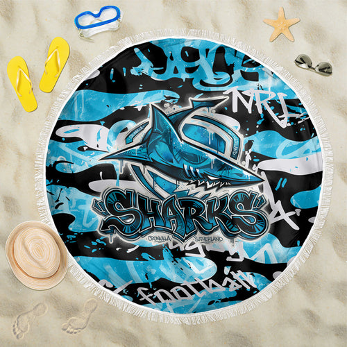 Cronulla-Sutherland Sharks Rugby Beach Blanket Graffiti Typography Urban Camo Abstract Street Style