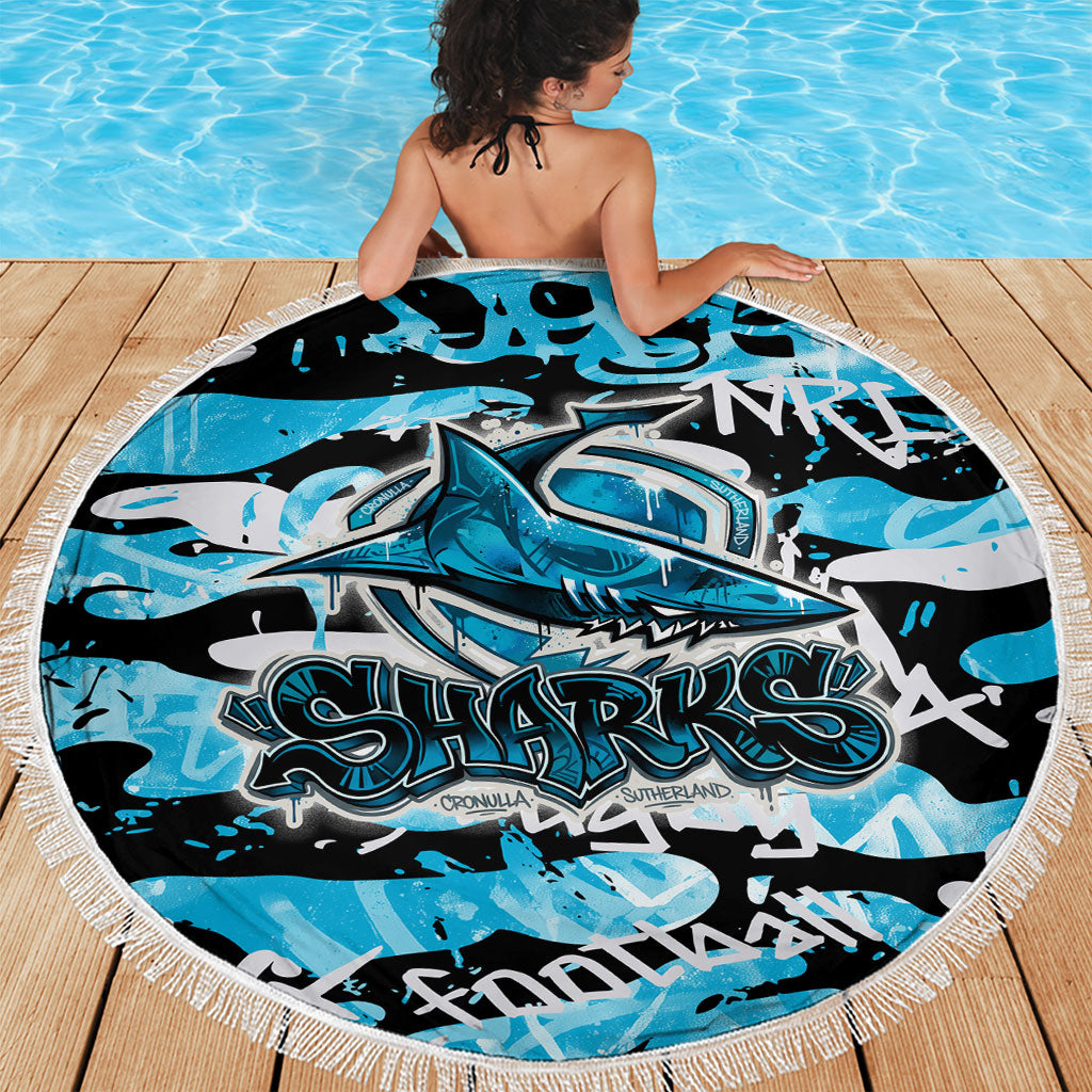 Cronulla-Sutherland Sharks Rugby Beach Blanket Graffiti Typography Urban Camo Abstract Street Style