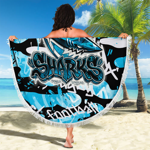 Cronulla-Sutherland Sharks Rugby Beach Blanket Graffiti Typography Urban Camo Abstract Street Style