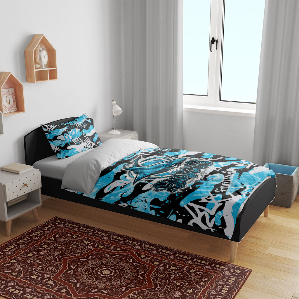 Cronulla-Sutherland Sharks Rugby Bedding Set Graffiti Typography Urban Camo Abstract Street Style