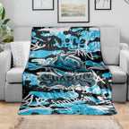 Cronulla-Sutherland Sharks Rugby Blanket Graffiti Typography Urban Camo Abstract Street Style