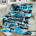 Cronulla-Sutherland Sharks Rugby Blanket Graffiti Typography Urban Camo Abstract Street Style
