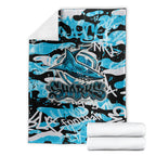 Cronulla-Sutherland Sharks Rugby Blanket Graffiti Typography Urban Camo Abstract Street Style