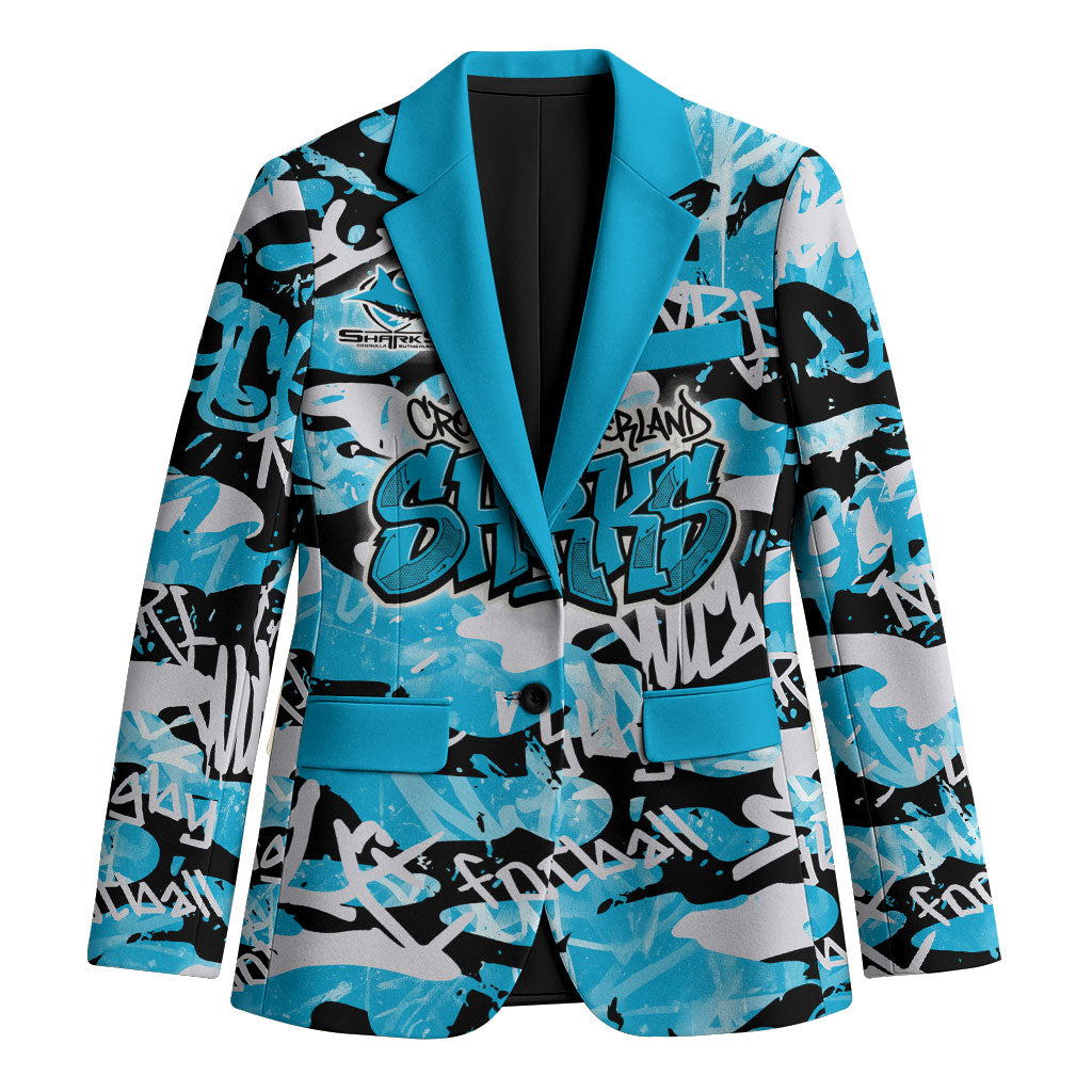 Cronulla-Sutherland Sharks Rugby Blazer Graffiti Typography Urban Camo Abstract Street Style