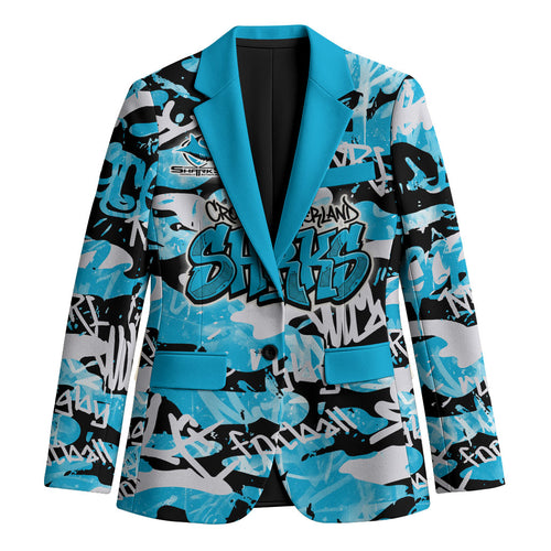 Cronulla-Sutherland Sharks Rugby Blazer Graffiti Typography Urban Camo Abstract Street Style