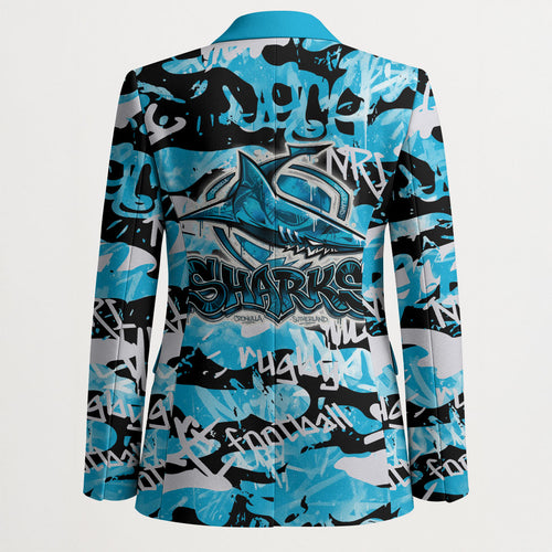 Cronulla-Sutherland Sharks Rugby Blazer Graffiti Typography Urban Camo Abstract Street Style