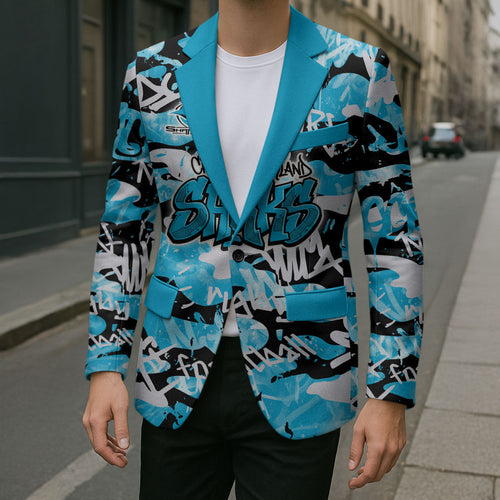 Cronulla-Sutherland Sharks Rugby Blazer Graffiti Typography Urban Camo Abstract Street Style