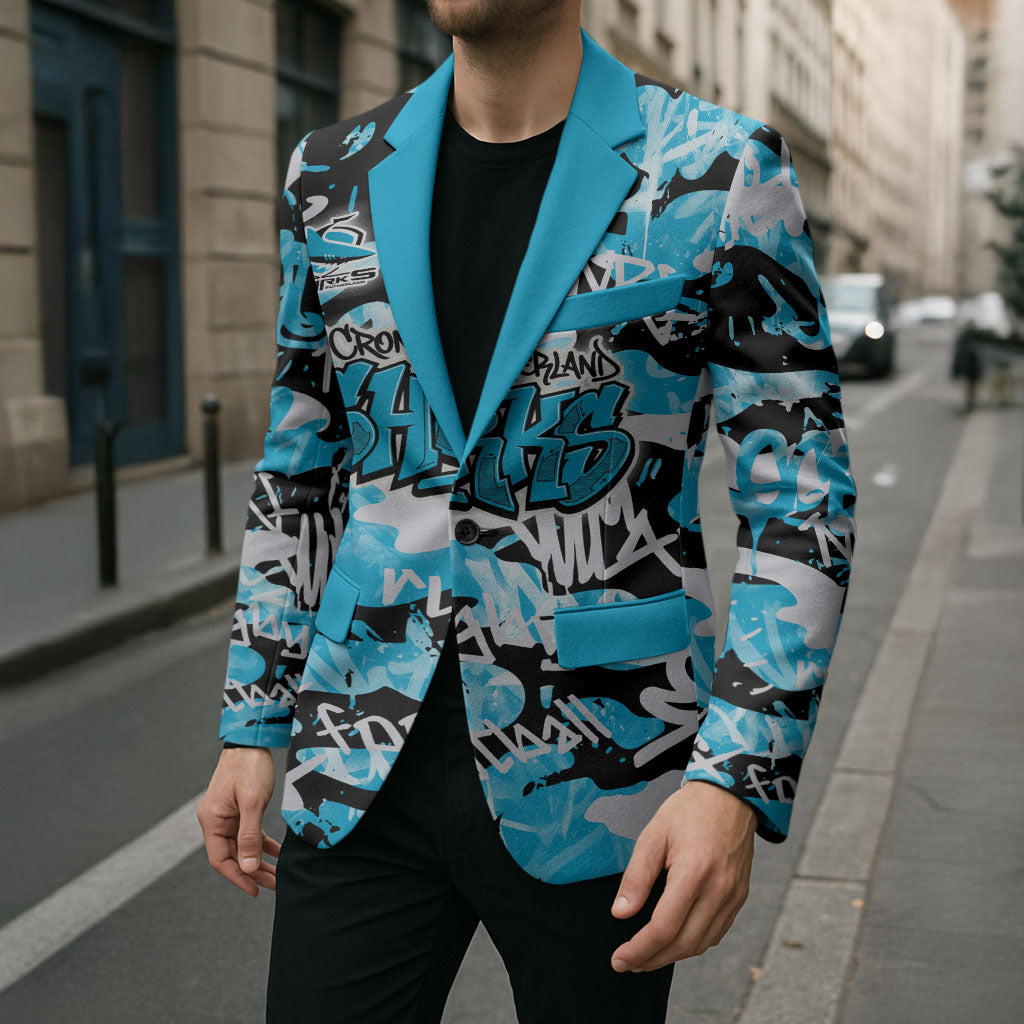 Cronulla-Sutherland Sharks Rugby Blazer Graffiti Typography Urban Camo Abstract Street Style