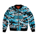 Cronulla-Sutherland Sharks Rugby Bomber Jacket Graffiti Typography Urban Camo Abstract Street Style